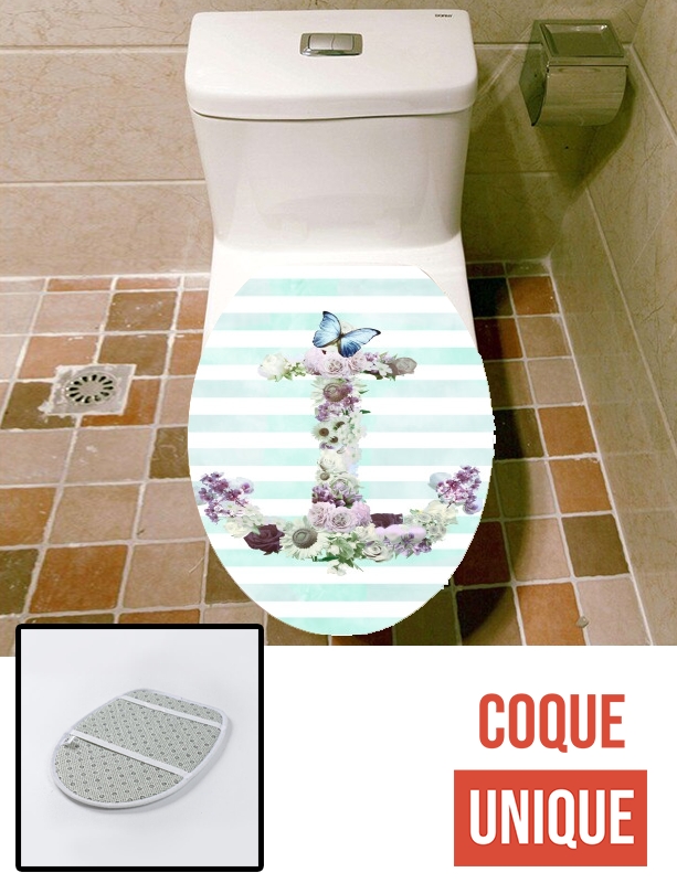 Housse de toilette - Décoration abattant wc Floral Anchor in mint
