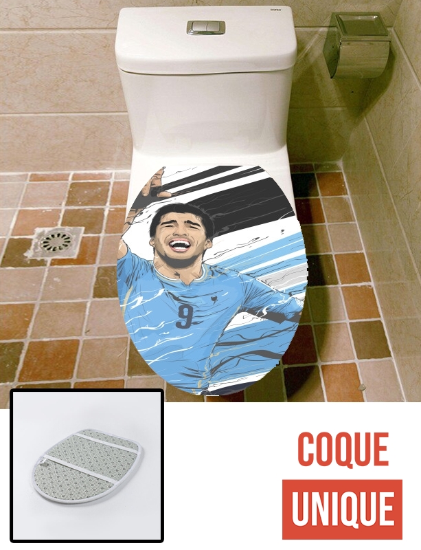 Housse de toilette - Décoration abattant wc Football Stars: Luis Suarez - Uruguay
