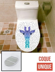 Housse de toilette - Décoration abattant wc Girafe violet sur pas