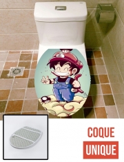 Housse de toilette - Décoration abattant wc Goku-mario Bleu