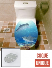 Housse de toilette - Décoration abattant wc Dauphin heureux