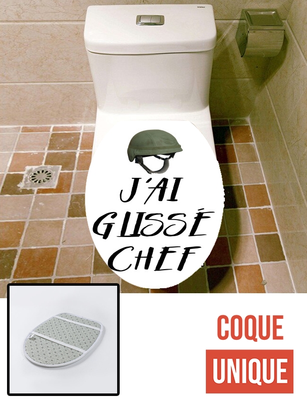 Housse de toilette - Décoration abattant wc J'ai glissé chef