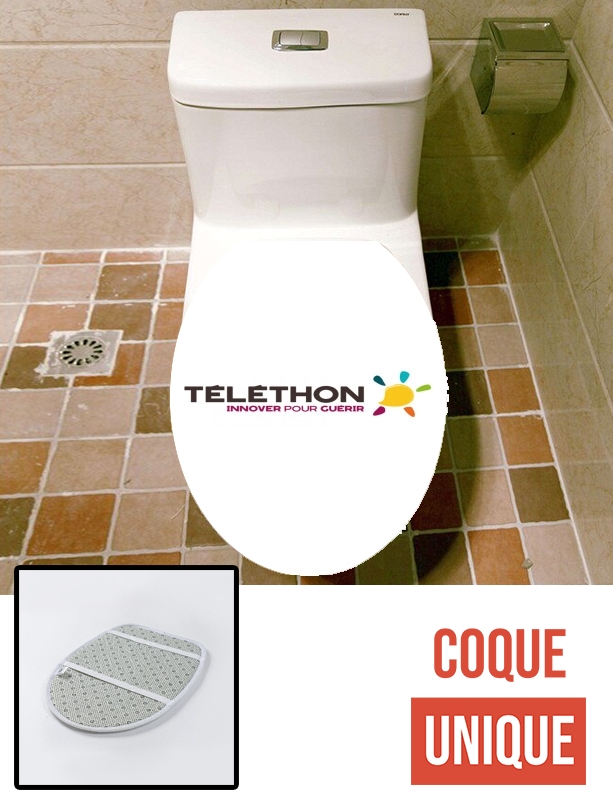 Housse de toilette - Décoration abattant wc Je peux pas j'ai téléthon - 1€ reversé pour chaque produit acheté