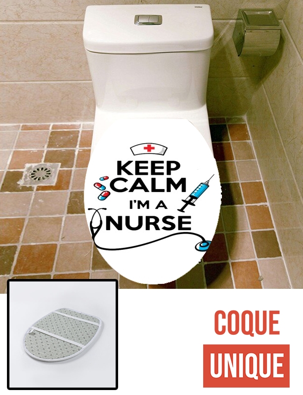 Housse de toilette - Décoration abattant wc Keep calm I am a nurse