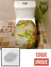 Housse de toilette - Décoration abattant wc mappemonde planisphère