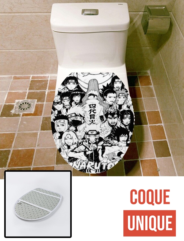 Housse de toilette - Décoration abattant wc Naruto Black And White Art
