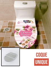 Housse de toilette - Décoration abattant wc Pink floral Marinière - Je t'aime Maman