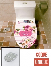 Housse de toilette - Décoration abattant wc Pink floral Marinière - Love You Mom