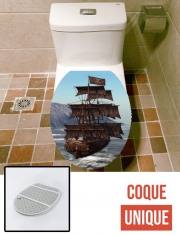 Housse de toilette - Décoration abattant wc Bateau Pirate