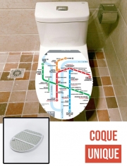 Housse de toilette - Décoration abattant wc Plan de metro Lyon