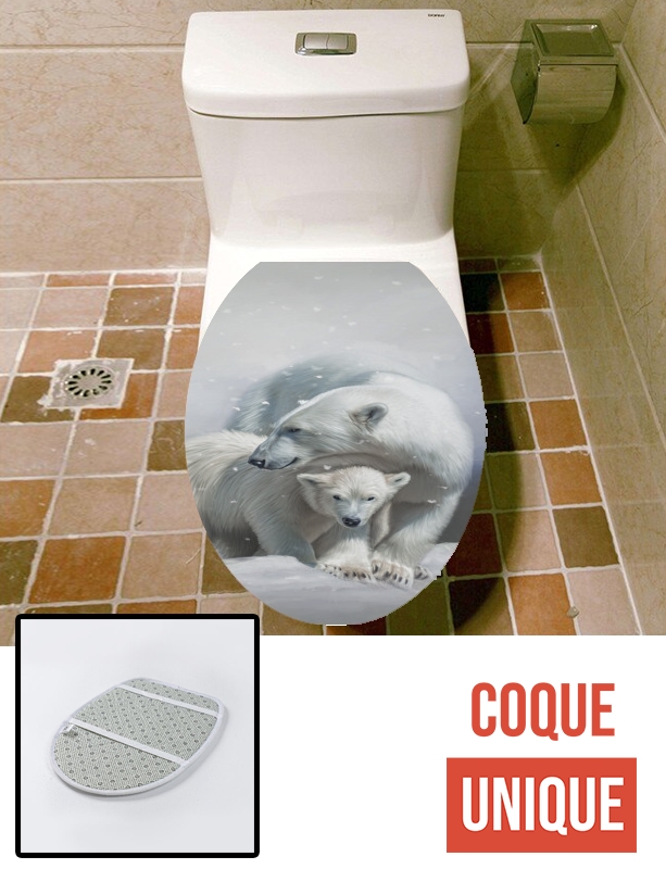 Housse de toilette - Décoration abattant wc Polar bear family