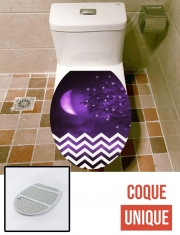 Housse de toilette - Décoration abattant wc Lune sur chevron