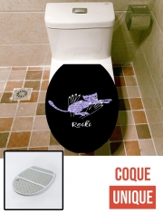 Housse de toilette - Décoration abattant wc Reiki Animal chat violet