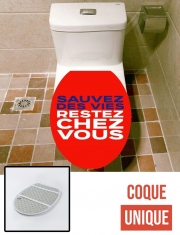 Housse de toilette - Décoration abattant wc Sauvez des vies - Restez chez vous