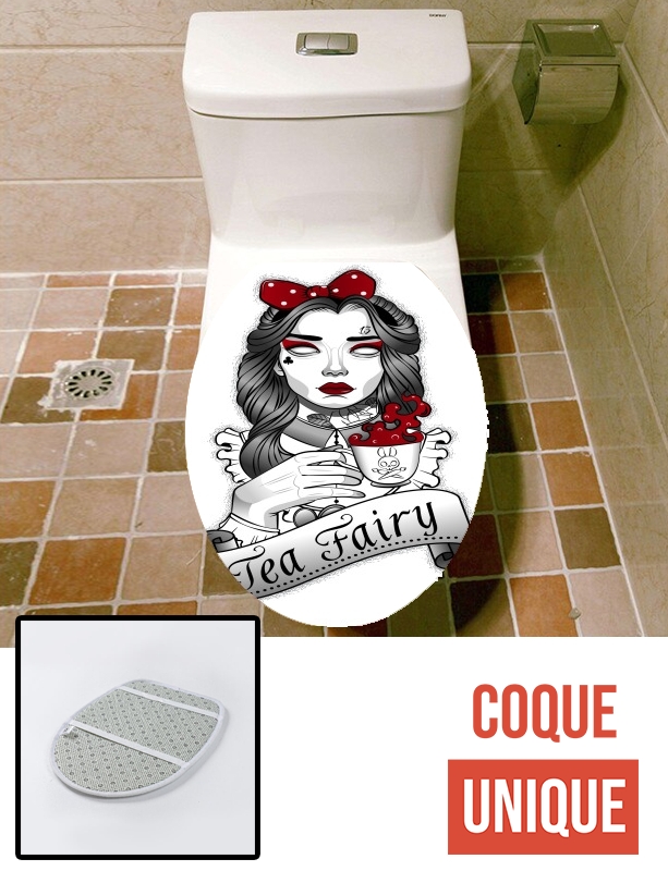 Housse de toilette - Décoration abattant wc Scary zombie Alice drinking tea