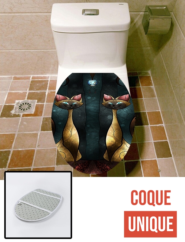 Housse de toilette - Décoration abattant wc Chat siamois