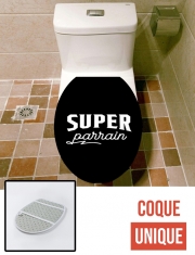 Housse de toilette - Décoration abattant wc Super parrain humour famille cadeau