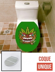 Housse de toilette - Décoration abattant wc Tiki mask cannabis weed smoking