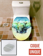 Housse de toilette - Décoration abattant wc watercolor elephant