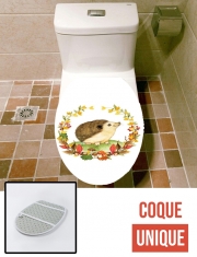Housse de toilette - Décoration abattant wc watercolor hérisson en automne