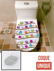 Housse de toilette - Décoration abattant wc Hiboux en hiver