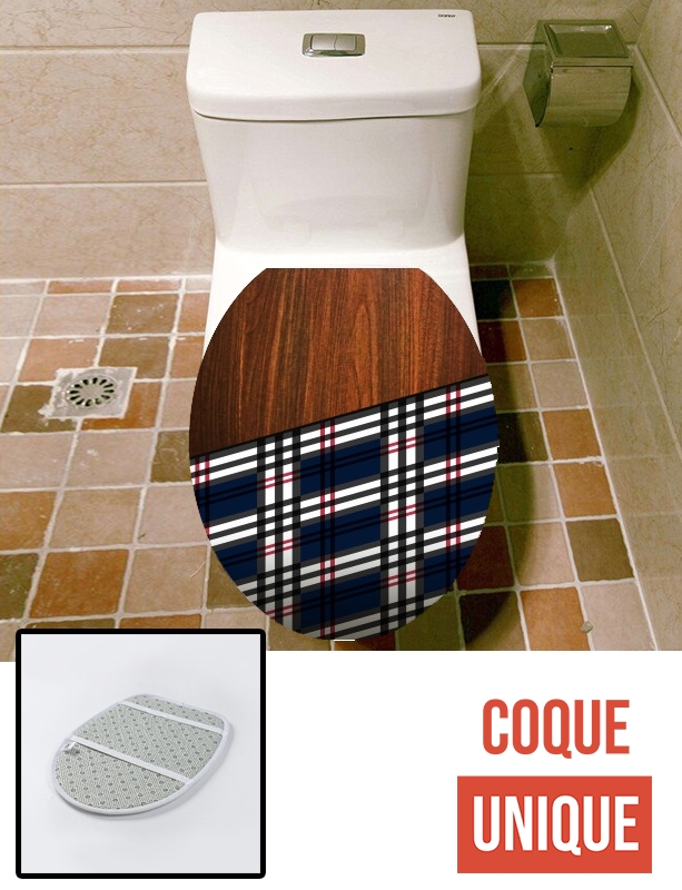 Housse de toilette - Décoration abattant wc Wooden Scottish Tartan