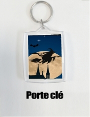 Porte clé photo Halloween Pleine Lune avec sorcière