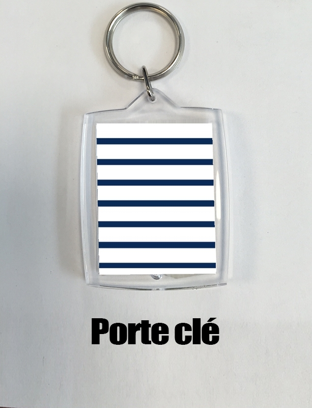 Porte clé photo Mariniere Blanc / Bleu Marine