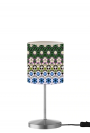 Lampe de table Abstract ethnic floral stripe pattern white blue green