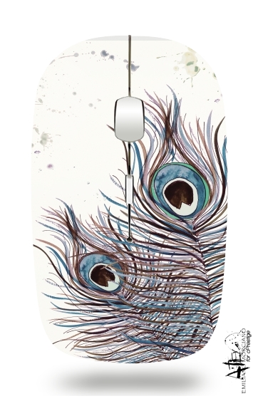 Souris sans fil avec récepteur usb Boho Peacock Feather