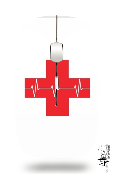 Souris sans fil avec récepteur usb Croix de secourisme EKG Heartbeat