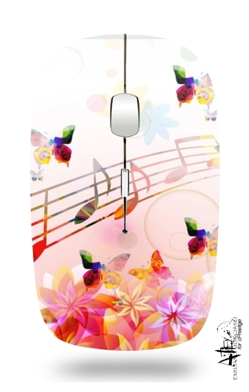 Souris sans fil avec récepteur usb Notes de musique Papillon colorés