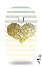 Souris sans fil avec récepteur usb Sunny Gold Glitter Heart