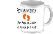 Tasse Mug Fabriqué avec amour Papa en 2 min et maman en 9 mois
