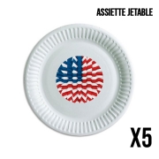Pack de 5 assiettes jetable 3D Poly USA flag