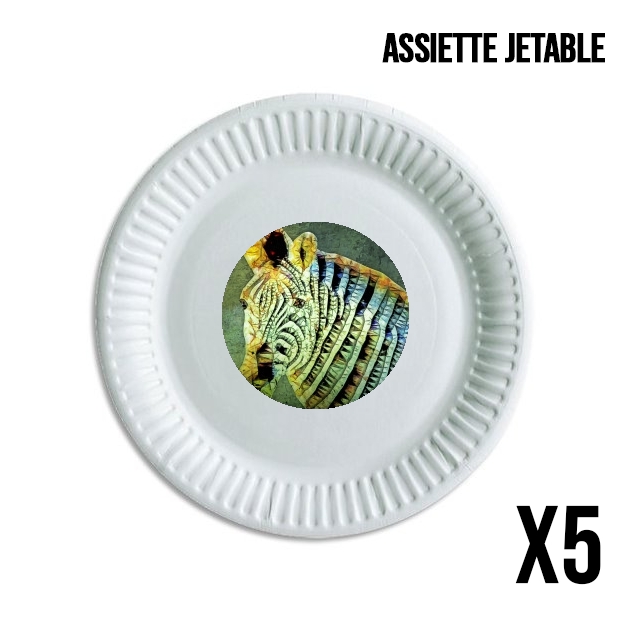 Pack de 5 assiettes jetable abstract zebra