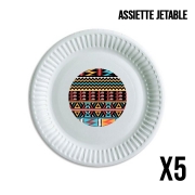 Pack de 5 assiettes jetable aztec pattern red Tribal