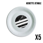 Pack de 5 assiettes jetable Black Striped Marble