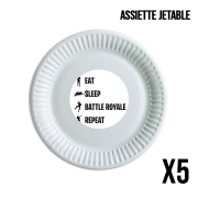 Pack de 5 assiettes jetable Eat Sleep Battle Royale Repeat