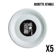Pack de 5 assiettes jetable Float like a butterfly Sting like a bee