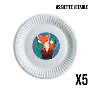 Pack de 5 assiettes jetable Fox in the pot