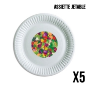 Pack de 5 assiettes jetable Healthy Food: Fruits and Vegetables V3