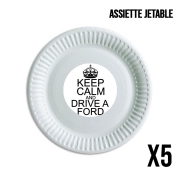 Pack de 5 assiettes jetable Keep Calm And Drive a Ford