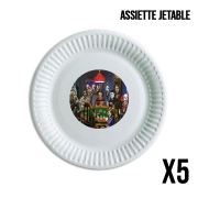 Pack de 5 assiettes jetable Killing Time with card game horror