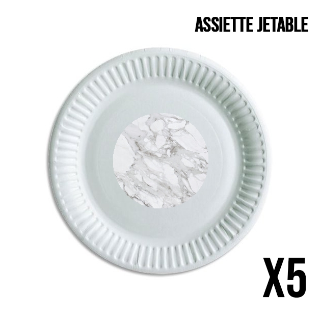 Pack de 5 assiettes jetable Minimal Marble White