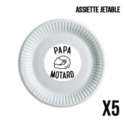 Pack de 5 assiettes jetable Papa Motard Moto Passion