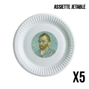 Pack de 5 assiettes jetable Van Gogh Self Portrait