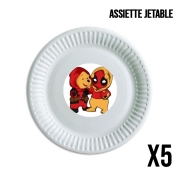 Pack de 5 assiettes jetable Winnnie the Pooh x Deadpool