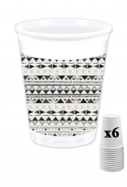 Pack de 6 Gobelets Ethnic Candy Tribal in Black and White