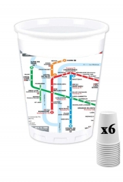 Pack de 6 Gobelets Plan de metro Lyon